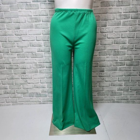 Vintage 70s Sears Fashions Womens L/XL Green Polyester Pant Leisure Suit 2pc Set - Picture 10 of 12